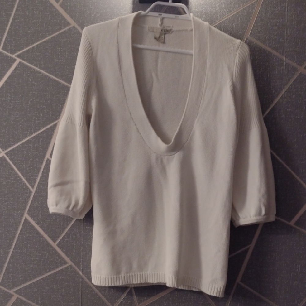 Evie Cotton V-Neck Sweater Ptp 22"